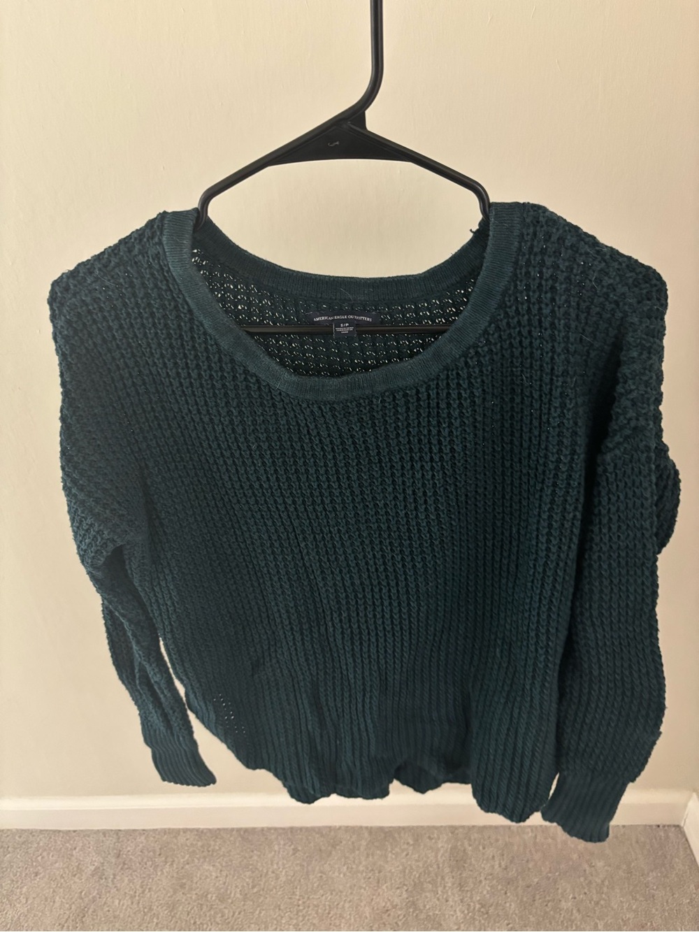 American Eagle Outfitters Dark Teal Knit Crewneck Sweater